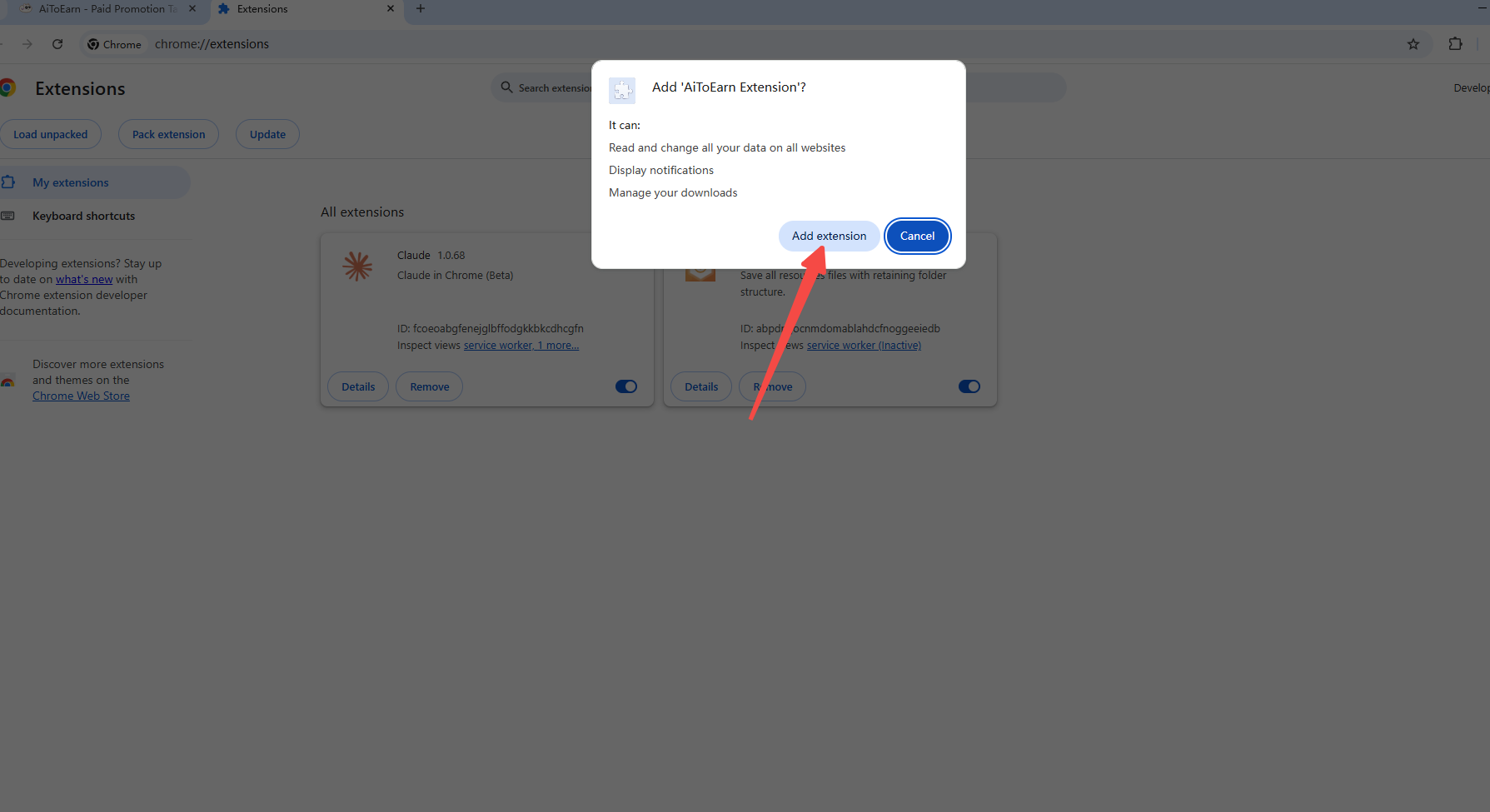 Confirm Extension Installation
